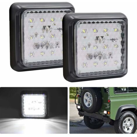 Green Mobility-2PCS Feu Arrière LED pour Remorque,Carrés Feux Remorque LED 24V Blanc Feux de Frein Arrière Feux Antibrouillard pour Camion/Remorque/Caravane/Tracteur/Voiture,12LED-Blanc