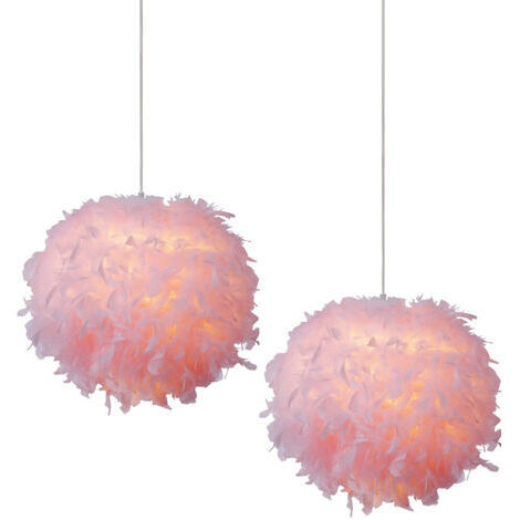 Green Mobility-(2PCS) Lampe À Suspension Moderne En Plumes Plafonnier En Plumes Moelleuses, Abat-Jour Plume, Pour Chambre, Salon, Mariage (Rose)