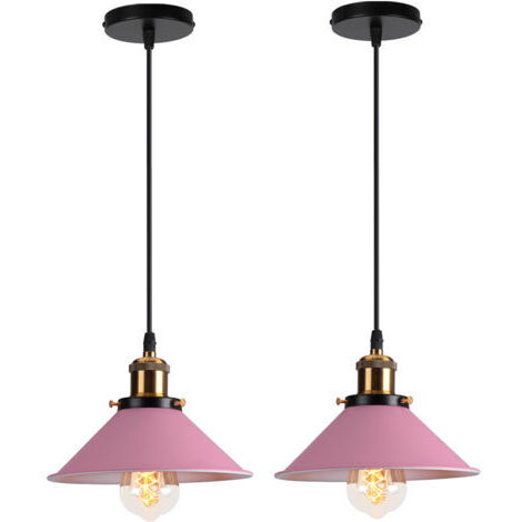 Green Mobility-(2PCS) Lampe À Suspension Rétro Lustre Vintage Rose Ø22CM Plafonnier Industriel Lampes Suspendues Modernes Pour Restaurant Loft Cuisine Café E27