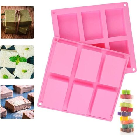 Green Mobility-2Pcs moules de Fabrication de Savon, moules en Silicone Fait Maison,Rectangle Moule à gâteau Biscuit Chocolat, Cavités DIY Moules SAVO (Rose)