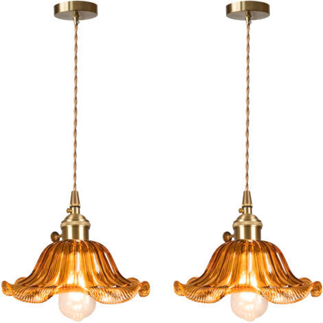 Green Mobility-2PCS Plafonnier D'Intérieur Vintage Suspension Luminaire En Verre Lustre Rétro Suspension Moderne Marron