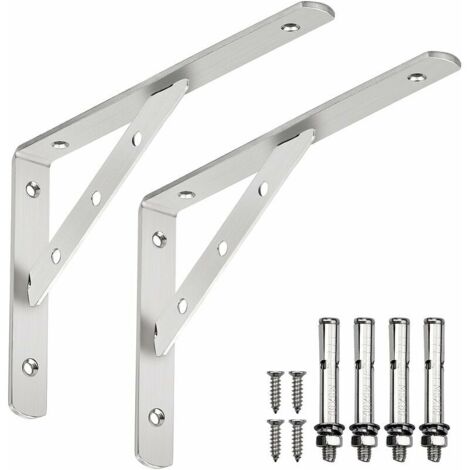 Green Mobility-2Pcs Supports Triangulaires de 90 Degrés en Acier 245mm x 150mm Equerre Etagere Murale Mural Équerres Étagères de Fixation en Métal avec Vis et Chevilles