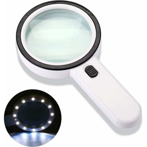 Green Mobility-30X Loupe avec 13 LED Lumière de Lecture Eclairée, Haute Clarté sans Distorsion Loupe, pour Bijoutier, Lecture, Inspection, Passe-temps, Monnaies, Horloger, Artisanat, Enfant etc