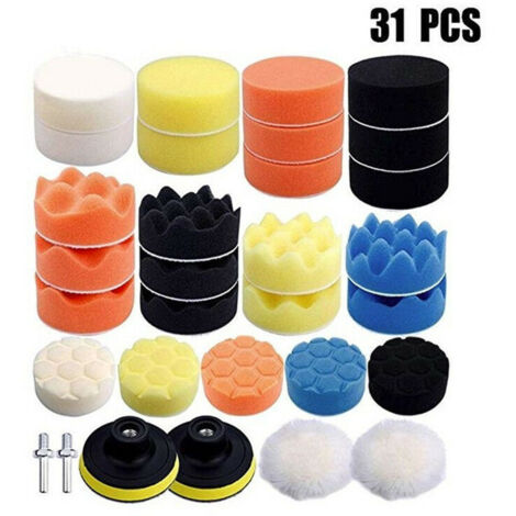 Green Mobility-31 pièces 80mm Polissage Pad Éponge de Polissage Éponge polir Kit pour avec M14 Foret pour Voiture Ponçage Polissage pour RO/DA Double Action polisseuse Polissage