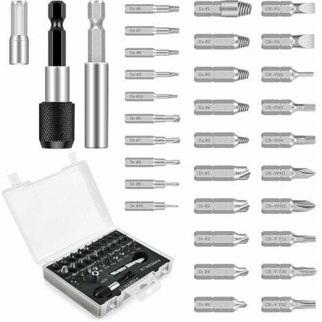 Green Mobility-33PCS Endommagé Vis Extracteurs, Kit d'Extracteur de vis à Mèches de Polissage Séparées et Mèches d'extraction pour Boulons ou vis Endommagés, d'un Diamètre 2-12mm, Dureté 64-65 HRC