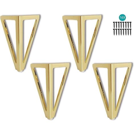 Green Mobility-4 Packs Pieds de Meubles, Pieds de Table en Métal, 15cm Noir Pieds de Meuble, pour Table TV, Pied de Table Basse, Armoire, Canapé lit et Autres. (15cm, Gold)