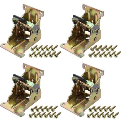 Green Mobility-4PCS Charnières Pliables Autobloquantes Support Pliant En Tôle D'Acier Extension Verrouillage Pliables Raccords De Jambe Pour Pieds Pliants De Table Lit Canapé-Argenté