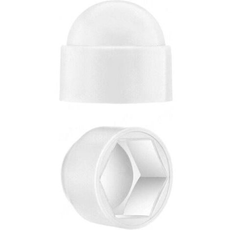 Green Mobility-50 Cache-écrous en plastique M10 Blanc RAL 9010 – Protection contre la rouille et la poussière pour boulons hexagonaux
