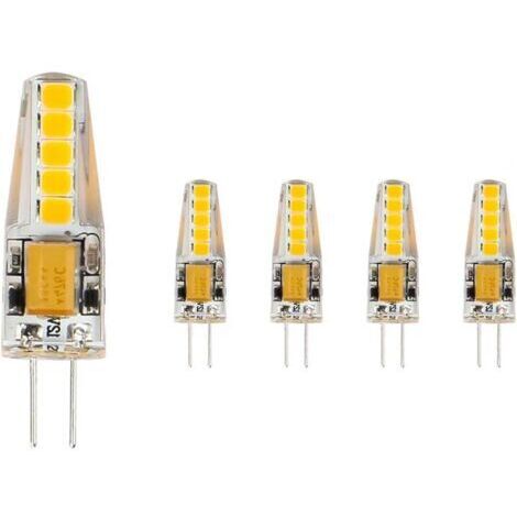 Green Mobility-5X Ampoules G4 LED Blanc Chaud,37mm x 10mm Plus Proche de la Taille Traditionnelle,2.5W LED Equivalent 23W Ampoule à Halogène,2,700K,AC/DC 12V [Classe énergétique A+]