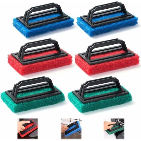 Green Mobility-6 Pièces Brosse Éponge Ligne d'eau Brosse de Nettoyage de Piscine Brosses Éponge de Piscine Piscine en Plastique Brosse Brosse de Piscine avec Poignée pour Piscines, Cuisines et Salles 