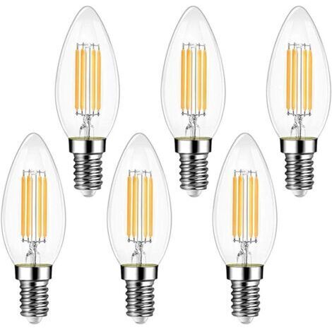 Green Mobility-Ampoule Filament Bougie Vintage LED E14, EXTRASTAR 4W Ampoule LED Filament équivalent Incandescente 40W, E14 Ampoules Culot Vintage Edison Blanc Chaud 3000K 400LM, Lot de 6 [Classe éner