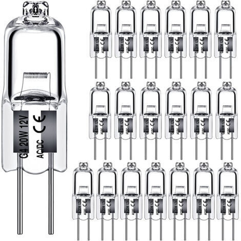 Green Mobility-Ampoules halogènes G4 20W 12V – 280 lumens – Dimmables – Angle de faisceau 360° – Pack de 10 pour éclairage sous meuble - 10Pack