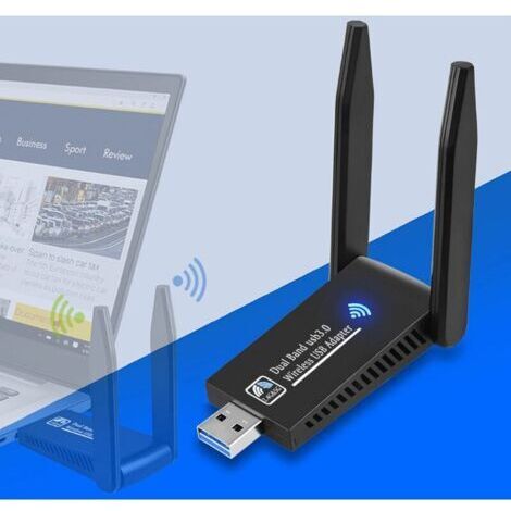 Green Mobility-Autre accessoire de domotique -AC1300 Mbps Clé WiFi Puissante, Cle WiFi USB 3.0 Double Bande, 2.4G / 5GHz Dongle WiFi, Adaptateur USB WiFi PC/Laptop/Desktop/Tablet, Compatible avec Wind