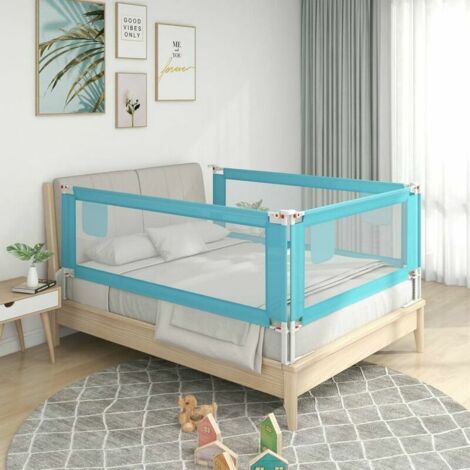 Green Mobility-Barrière de sécurité de lit d'enfant Bleu 100x25 cm Tissu