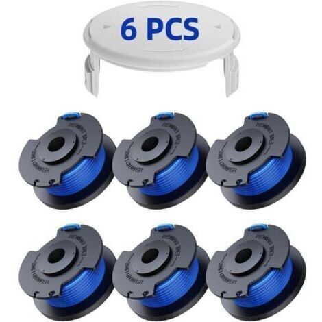 Green Mobility-Bobines de fil de rechange  (lot de 6) pour coupe-bordures Ryobi, Ø 1,6 mm x 20,11 m, avec couvercle et alimentation automatique.