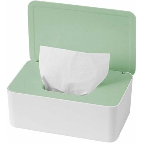 Green Mobility-Boîte de Mouchoirs Humides, Boîte à Lingette, Boîte de Rangement étanche à la Poussière pour Lingettes Humides avec Couvercle pour Bureau Domicile, Blanc et Vert
