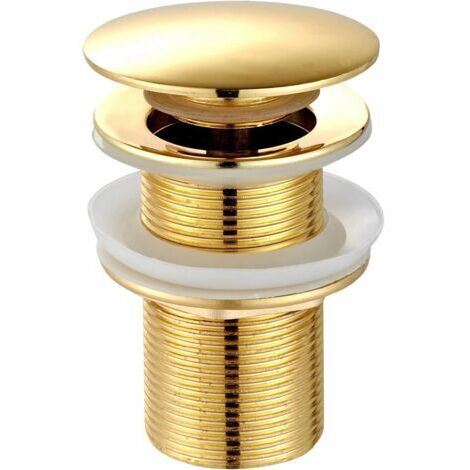 Green Mobility-Bonde universelle pour lavabo et lavabo - Valve pop-up moderne Click Clack - Bonde d'écoulement avec trop-plein, laiton, acier inoxydable, doré (sans trop-plein)