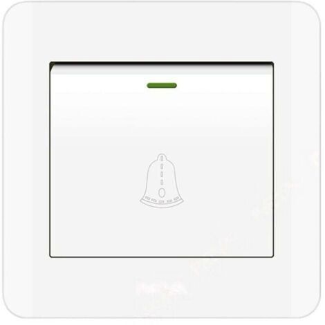 Green Mobility-Bouton de sonnette extérieure , interrupteur de sonnette 220-250 V avec panneau en verre trempé. Blanc, diamètre 8,6 cm (3,38 pouces).