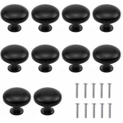 Green Mobility-Boutons et poignées de meubles,10PCS Noir Tiroir de Porte Poignée, 30mm Bouton de Meubles, Unique Trou Rond Boutons de Tiroir