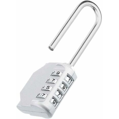 Green Mobility-Cadenas code anse longue exterieur pour portail, abri de jardin, 4 chiffres grande Cadena a combinaison long pour casier vestiaire sport, college, scolaire, Serrure Combinée noir