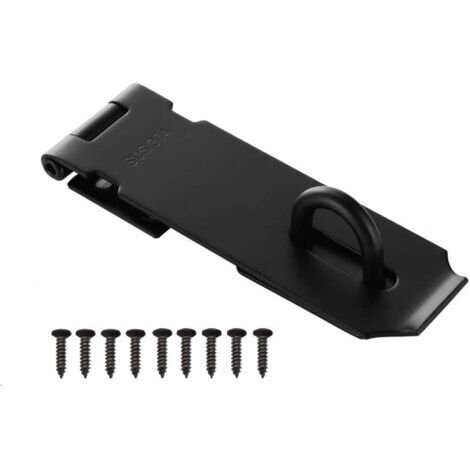 Green Mobility-Cadenas Fermoir Loquet Porte 5 Pouces, Loquet pour Cadenas avec Vis, Inoxydable Fermoir Porte Cadenas pour Porte, Tiroir, Placard (Noir)