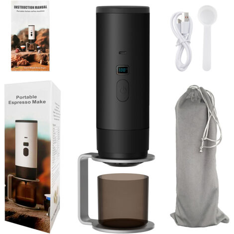 Green Mobility-Cafetière électrique portable 3 en 1, moulin à café à capsules, cafetière de voyage avec chauffage sans fil et support, noir