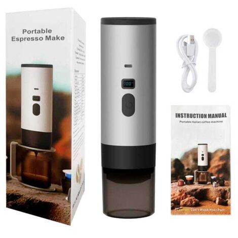 Green Mobility-Cafetière portable 3 en 1 (sans support, grise), auto-chauffante, compatible avec les dosettes de café NS, DG et le café moulu