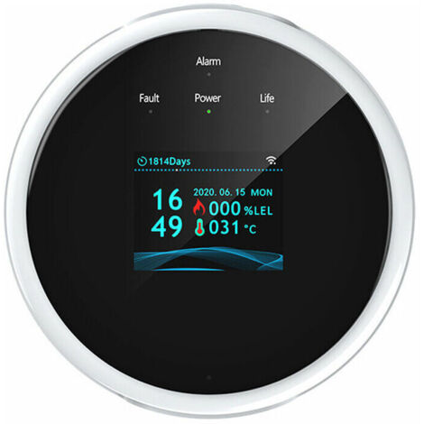 Green Mobility-Capteur de gaz naturel Tuya Wifi Detecteur d'alarme de gaz combustible Intelligent domestique Capteur de fuite de gaz Compatible aveAmazon Alexa Google Assistant,modele:Noir & BlanNoir