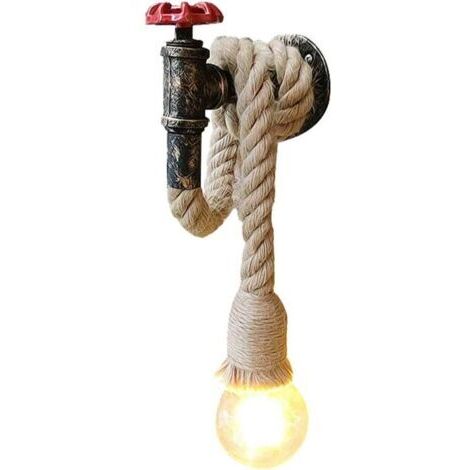 Green Mobility-Chanvre Corde Conduite d'eau Luminaire Industriel Rétro Lampe murale créative lampe 1 Douille E27 Parfait Eclairage Decoratif Applique Murale