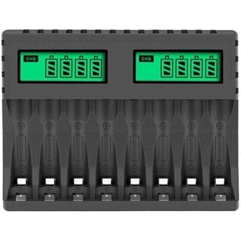 Green Mobility-Chargeur de piles avec écran LCD, chargeur intelligent à 8 emplacements pour piles rechargeables NiCd NiMh AA/AAA, chargeur AA/AAA