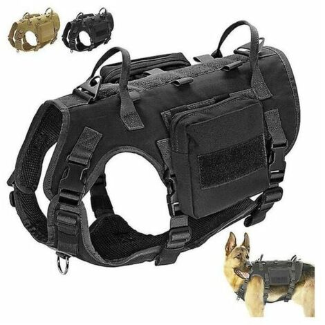 Green Mobility-Chien d'entraînement militaire tactique K9 + gilet à poche latérale souple grand noir tan