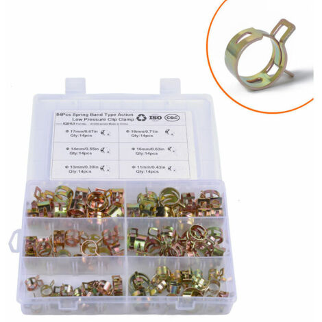 Green Mobility-Clip à ressort tuyau collier serrage durite essence, Serrejoints à Tuyaux Colliers de Clip à Ressort Tuyau Serrage avec BoîTe de Rangement (622 mm, taille 10)