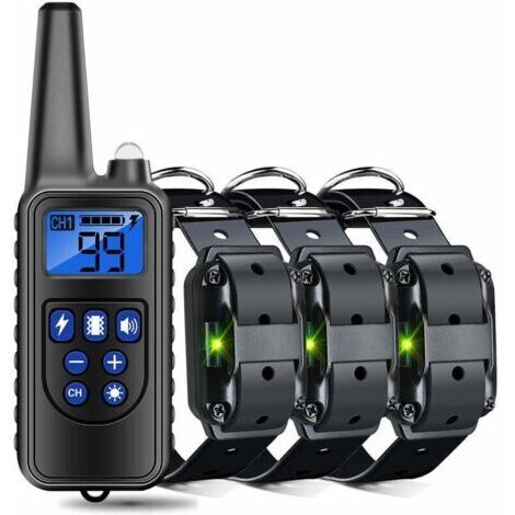 Green Mobility-Collier de Dressage pour Chiens Rechargeable et Étanche avec Distance de 800m, Choc Electrique, Sonore noir B