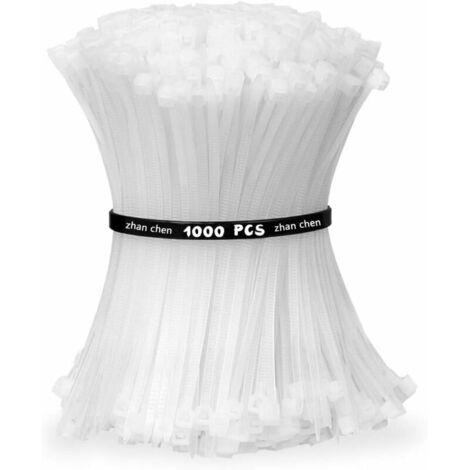 Green Mobility-Collier Rilsan Zip Ties 100mm x 2.5mm Attaches Câble Résistant aux UV et à la Chaleur Blanche Lot de 1000 Pièces