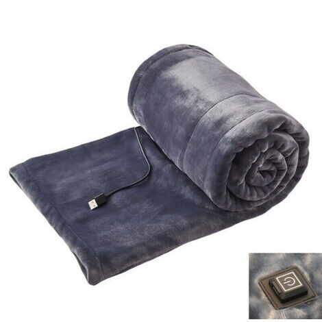 Green Mobility-Couverture chauffante  style écharpe, alimentée par USB, sans fil, lavable en machine, 3 niveaux de température, grise - 80 x 180 cm