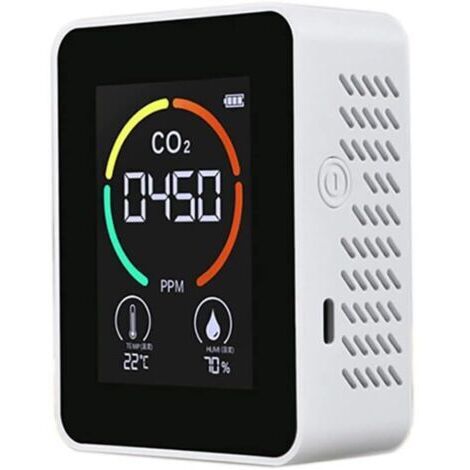 Green Mobility-Détecteur de dioxyde de carbone CO2 pour la qualité de l'air, la température et l'humidité, mesure rapide du CO2, blanc