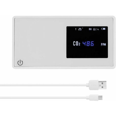 Green Mobility-Detecteur De Qualite De L'Air Des Menages Co2 Testeur Avec Du Dioxyde De Carbone Valeur Electricite Quantite Temperature Humidite Affichage