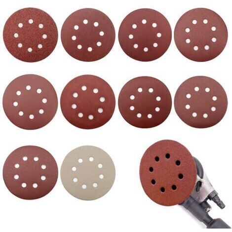 Green Mobility-Disque de Ponçage 100pcs, Disques Abrasifs 125 mm, Grain 80/180/240/400/800/1000/1200/1500/2000/3000, pour ponceuses orbitales aléatoires, Idéal pour Poncer, Polir, Dérouiller (8 trous)