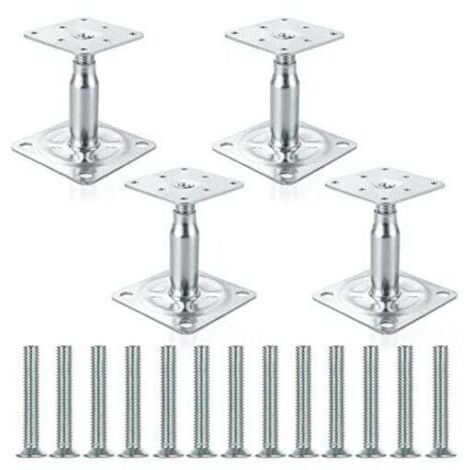 Green Mobility-Ensemble de 4 supports de poteaux surélevés galvanisés réglables de 100 à 150 mm, support de toiture robuste pour la construction