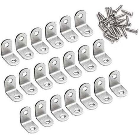 Green Mobility-Equerre de Fixation 90 Degré Angle Droit Support 20 x 20 x 16mm forme de L Metalliques Equerres de Coin en Acier Inox Supporen pour Bois Meubles Placard Support 20 Pièces