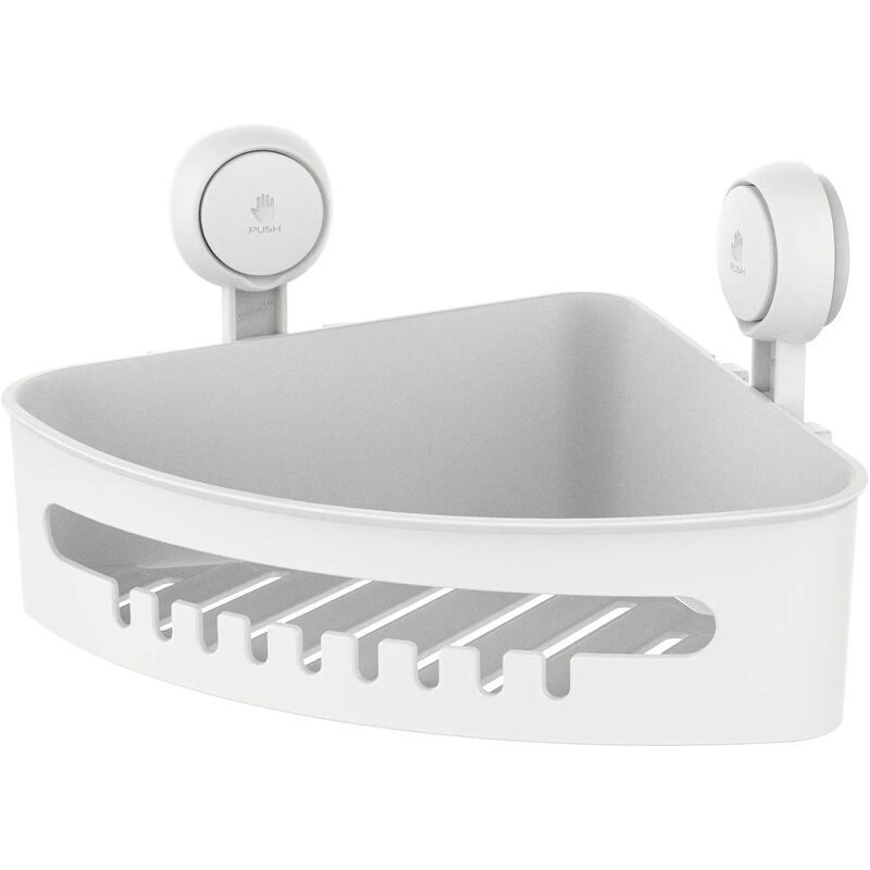 Green Mobility-Étagère Angle à Ventouse Douche sans Perçage & Réutilisable Serviteur Douche à Ventouse de Coin Simple d'Installation Charge 10KG