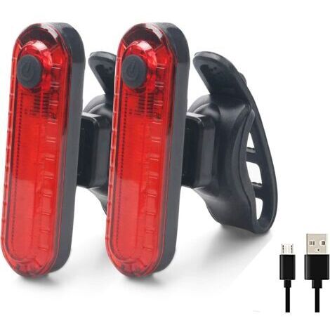 Green Mobility-Feux Arriere Vélo - 2 Pièces Eclairage Arrière Vélo, USB Rechargeable COB LED Lampe de Vélo Arrière Imperméable, 4 Modes d'éclairage pour Assurer la Sécurité et Visibilité