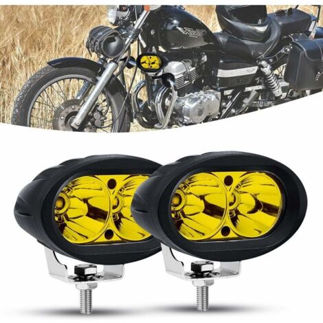 Green Mobility-Feux supplémentaires de moto, phares LED de moto 20W feux de travail avant ronds feux antibrouillard jaunes pour feux de camion toutterrain.