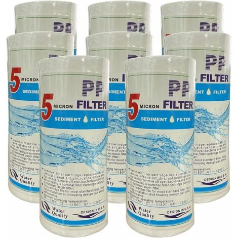 Green Mobility-Filtre À Sédiments d'eau de Rechange en 8 Pièces,Coton PP 5 Microns, Utilisé avec Un Filtre de Purification d'eau de 5 Pouces