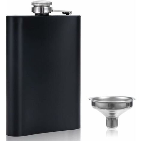 Green Mobility-Flasque en Acier Inoxydable 226ml Flasque Alcool avec Entonnoir Portable Hip Flask de Whisky pour Voyage Pêche Camping Escalade Barbecue en Plein Air Cadeau pour Homme Noir