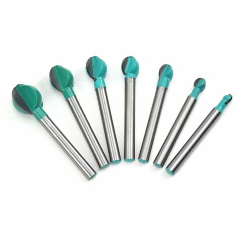 Green Mobility-Fraise à Fond Rond Bois, 7PCS 6 mm Tige 6/8/10/12/14/16/19 mm Routeur Core Box Bits, Fraise à Rainurer pour Défonceuse Outil de Coupe Bit de Routeur