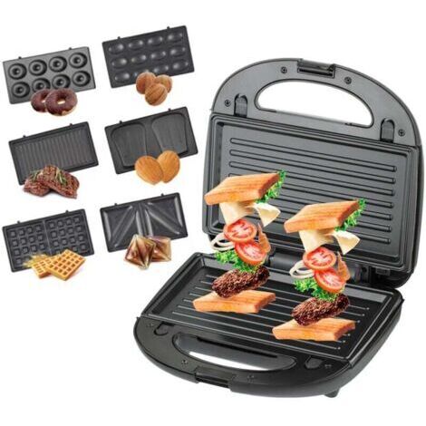 Green Mobility-Gaufrier Multifonction, Croque Monsieur Multifonction 6 en 1 Grande Puissance de 850W, Noir