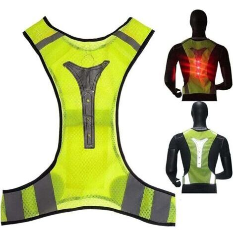Green Mobility-Gilet de sécurité haute visibilité avec bandes réfléchissantes LED, adapté aux déplacements nocturnes en extérieur, à la course à pied, au cyclisme, à la marche et au travail.