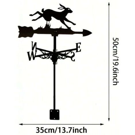 Green Mobility-Girouette en forme de lapin, noire, creuse, indicateur de direction du vent, pour toit de jardin, clôture décorative, girouette extérieure