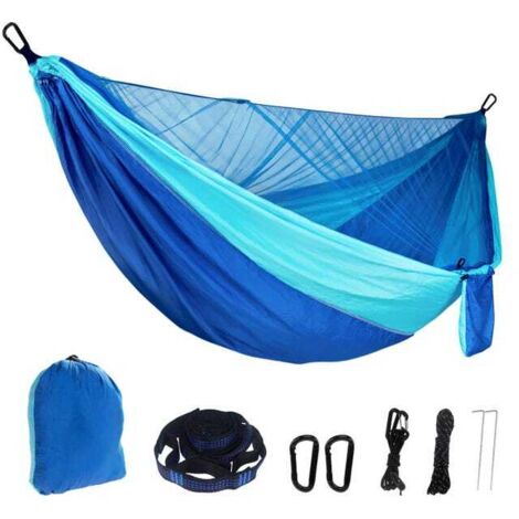 Green Mobility-Hamac de Camping pour 2 personnes avec moustiquaire, hamac suspendu en tissu Parachute ultraléger pour la randonnée en plein air, 290x140cm